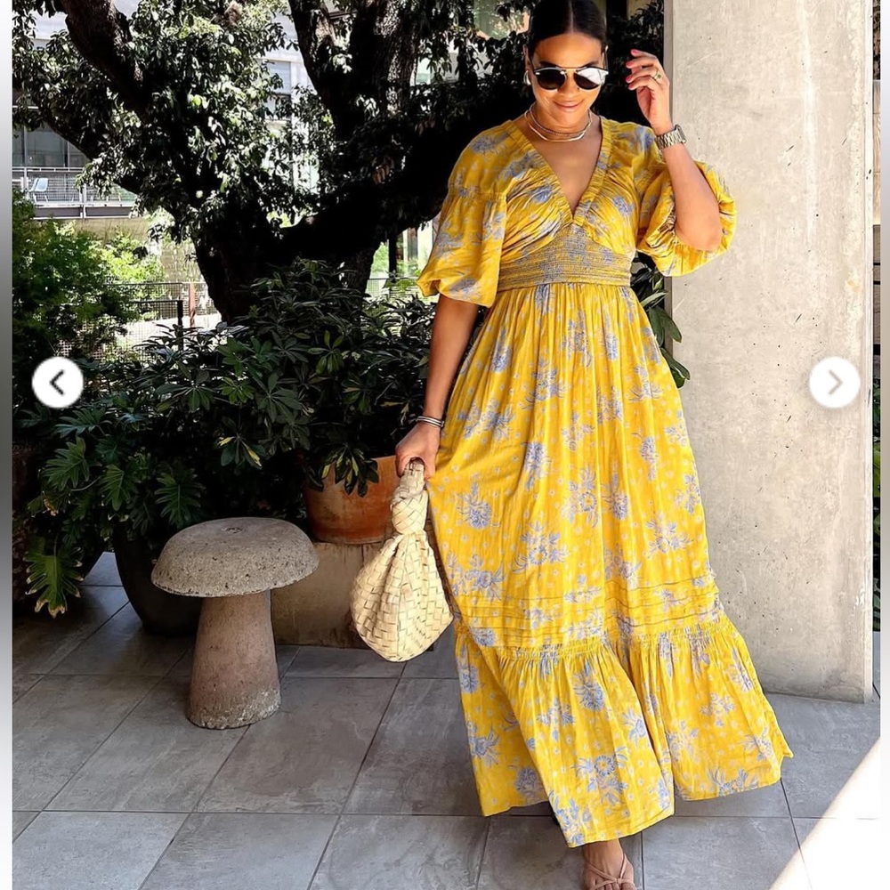 Free People Yellow Floral Maxi Dress